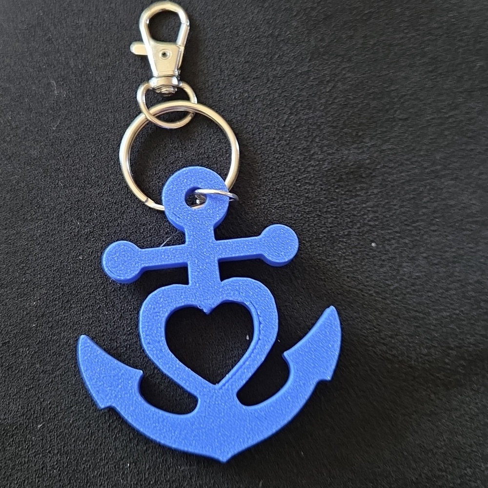 3-D printed Heart & Anchor Keychain